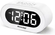 LED Digital Alarm Clock with Snooze - Adjustable Volume and Brightness (WHITE)