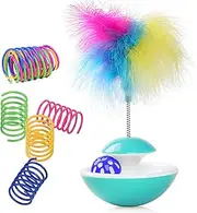 9 PCS Cat Interactive Toys, Cat Tumbler Toys Cat Spiral Spring Toy for Indoor Cats for Cat and Kitten Exercise Anxiety Ease Interactive Training Fun Cat Stick Toys, Blue