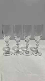 Williams-Sonoma Crystal Cirque Champagne Flutes glasses set of 4 Made in Poland