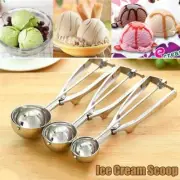 Ice Cream Spoon Stainless Steel Spring Handle Masher Cookie Scoop With Trigger