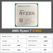 New AMD R7 5700X Ryzen 7 5700X 3.4 GHz Eight-Core Sixteen-Thread CPU Processor 7
