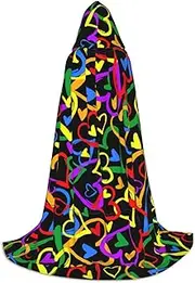 SKKNT Gay Pride Rainbow Print Halloween Hooded Cloak Full Length Cape With Hood For Men And Women For Carnival