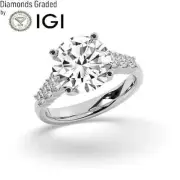 Round Solitaire Labgrown Diamond Engagement Ring Platinum 5.70 Ct F VVS2