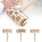 Christmas Wooden Embossed Rolling Pin Biscuit Roller Baking Cookies Cake Tool