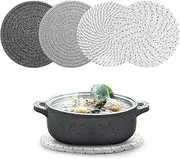 Chamgeco 10-Inch Woven Table Mats Placemats Trivets, 4PCS Heat-Resistant Cotton Braided Pot Holders Non-Slip Hot Pads for Hot Dishes Pans, Kitchen Countertops,Tables, Home Kitchen Essentials(Color 1)
