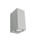 CROWN LIGHTING Twin GU10 Up & Down Wall Light - Square - 240v - IP44 - Silver