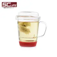 在飛比找momo購物網優惠-【SC life】三件式玻璃泡茶杯(紅色)