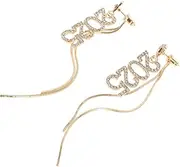 [HAPINARY] Unique Number Tassel Earrings Stylish Drop Earrings for Women Birthday Lightweight Alloy Fashion Charm