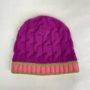 Gucci Women's Purple Wool Blended Pink and Gold Trim Beanie Hat M 476889 5572