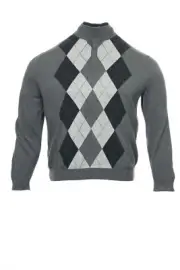 Tasso Elba Collezione Gray Argyle Half Zip Sweater 2XL $75