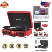 Portable Bluetooth Turntable Suitcase with Built-in Speakers - Music on the Go
