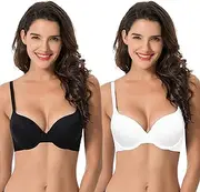 [Curve Muse] Women's Light Lift Add 1 Cup Push Up Underwire Convertible Tshirt Bra