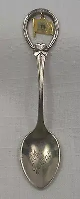 Vintage New Jersey Shamrock/Horse Shoe Silver Plated/Enamel Collector Spoon