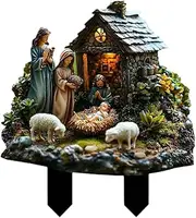 Vaveren Christmas Outdoor Nativity Scene Decoration Xmas Decor Stakes Garden Flower Pot Yard Holidays Party Patio Landscape Yard Sign