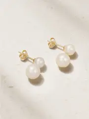 [Mateo] Mateo - Duo 14-karat Gold Pearl Earrings - One size One size Gold