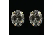 14k Gold plated opal shape Diamond simulant crystals stud earrings