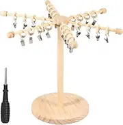 bigjvbfv Wood Headband Holder for Girls Rotatable Headband Display Stand With Smooth Edge 6 Rows Headband Organizer Stand With 24 Clips for Nursery Room Decor.