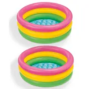 2x Intex Sunset Glow 61cm Inflatable Kids Swimming Pool Water Sun Bath Tub 1y+