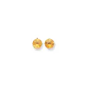 14k Yellow Gold 9mm Citrine Checker Earrings