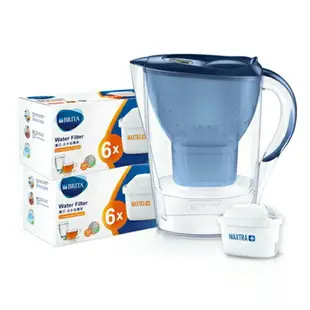 BRITA MAXTRA Plus 去水垢12入濾芯 贈2.4L馬利拉濾水壺藍(共13芯)【愛買】