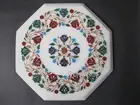 Floral Art Inlay Indoor Side Table | Marble Coffee Table Top | Marble Side Table