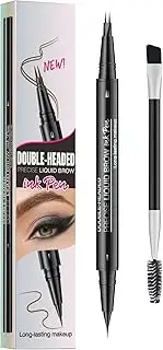 Curved Eyebrow Pen, Eyebrow Pencil 2 in1 Microblading Eyebrow Pen with Micro-Fork-Tip & Precise Brush, Create Natural Hair-Like Brows, Smudge-proof Long-Lasting Eye Brow Pencils