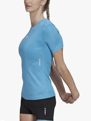 Adidas Womens Tech Fit Compression Shirt Short Sleeve Blue HN9074 Plus Size 1X