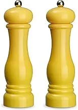 2-Piece Spice Mill Set, Salt and Pepper Mill Made of high-Quality ABS Plastic, Ceramic Grinder, Manual Mill, Ideal for Spices Such as Pepper, Salt and Chilli, Yellow, 21 cm