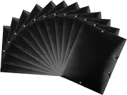 LDXDRU Pack of 12 A4 Portfolio Folder with Elastic Band, 32 x 24 cm, Plastic Postal Folder, Black A4 Document Folder, Corner Folder for Files, Meetings, Reports, Office Supplies