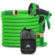 ROYALHOUSE (50 FT) Green Expandable Garden Hose WaterHose with 8-Function Nozzle