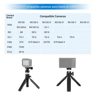 JJC 迷你三腳架相機手機自拍杆 GoPro運動相機 索尼黑卡RX100 理光GR3 佳能G7X系列小型相機智慧手機適用