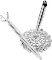KICHOUSE Guest Book Pen Set Wedding Sign Pens Metal Writing Pen Stand Bank Counter Pen Silver Wedding Cards Pens for Ceremony