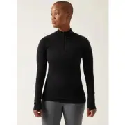Athleta S black Momentum Seamless Half Zip 1/2 1/4 top long sleeve shirt