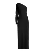 Asymmetrical plain knitted dress M Black