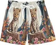 [RPLIFE] Swimming Shorts for Boys, Toddler Swim Shorts 2t, Autumn Cute Leopard