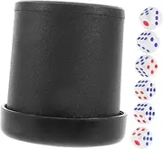 GARVALON Noise Dice Cup Game Stand Quiet Dice Set in PU Leather for Nightclubs Social Gatherings