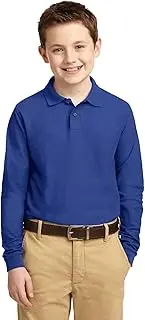 [Port Authority] Youth Long Sleeve Silk Touch™ Polo. Y500LS Royal XL