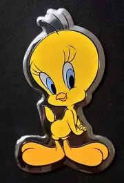 TWEETY BIRD METAL STICKER" CHROME" 2 X 3 3/4" BOB CLAMPETT CREATOR IN 1942