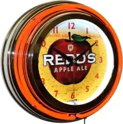 Redd's Apple Ale Beer Sign 15" Red Double Neon Clock Man Cave Game Room