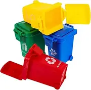 Alasum Mini Trash Can Toy 4Pcs Tiny Curbside Vehicle Garbage Bin with Lid Garbage Trucks Trash Can Kids Garbage Classification Toy Pen Holder for Car Office Desktop