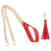 39 Inch Purse Chain Strap Purse Strap Replacement with Tassel, Red/Gold