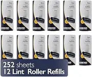 Korbond 12 Pack of Lint Roller Refills - 252 Pre-Cut Sticky Sheets - for All Fabric Types - Remove Dust and Lint from Furniture and Clothing - NO Residue