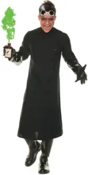 Men's Mad Doctor Costume Crazy Scientist Halloween Professor Look Lab Coat