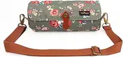 TOURBON Canvas Waterproof Bicycle Handlebar Bag with Adjustable Shoulder Strap (Flower)