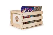 Crosley Vinyl LP Record Storage Crate Natural Wood Holds up to 75