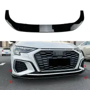3pcs Gloss Black Front Bumper Spoiler Lip Kit For Audi A3 8Y S3 2021-24 1 Set