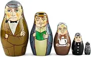 Matryoshka Matrioska Babuska Russian Nesting Wooden Doll Sherlock Holmes and Doctor Watson Matryoshika Babushka 5 Pcs Stacking Hand Painting Matriosjka Matrioska Matreshka Matrjoska Matroeska
