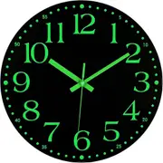 Luminous Wall Cloc,12 Inch Silent Non-Ticking Battery Operated Clock, Lighted Wall Clock Decoration Black