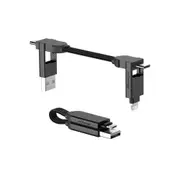 Rolling Square 6in1 inCharge X 100W Keyring Cable USB-C/8-Pin Cord Lava BLK