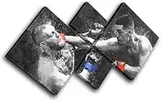 Bold Bloc Design - Nate Diaz Conor McGregor Grunge Sports 114x57cm MULTI Canvas Art Print Box Framed Picture Wall Hanging - Hand Made In The UK - Framed And Ready To Hang 0021-0172(00B)-MP19-LO-A